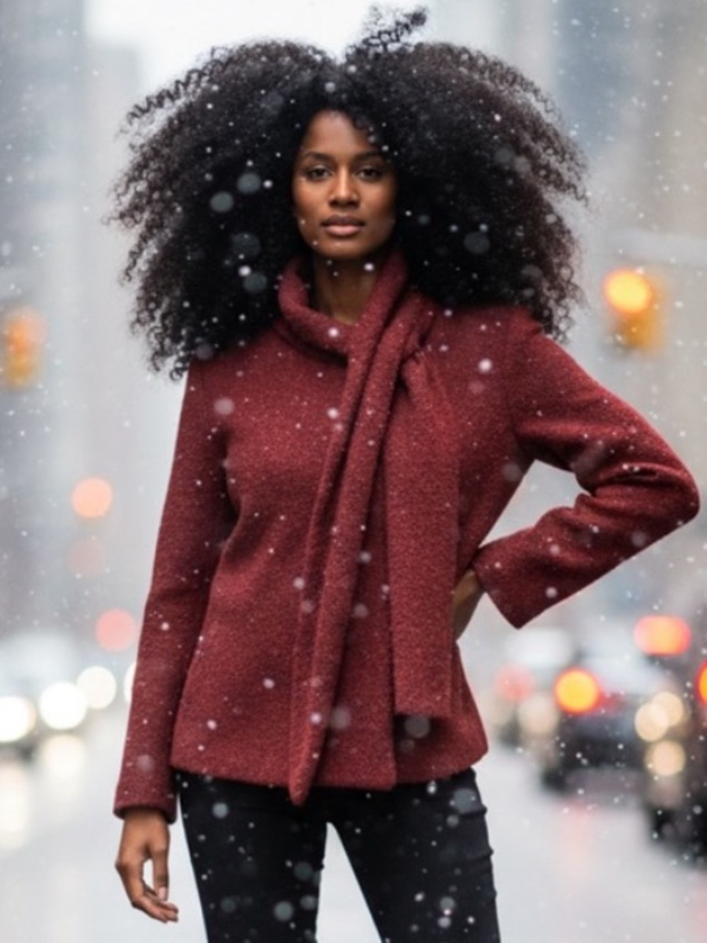 ANTHROPOLOGIE Sweater Pullover Wool Shawl Collar Cowl Red